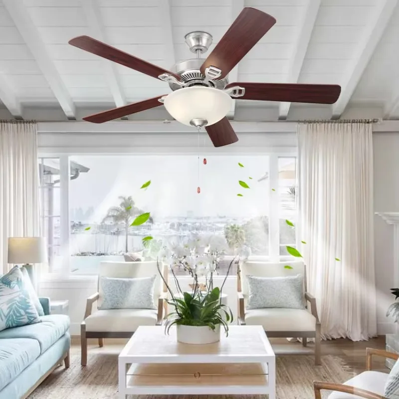 Classic Retro 52 Inch Indoor Decorative AC Motor Electric Ceiling Fan Light Silent Chandelier for Hotel Household Use Energy