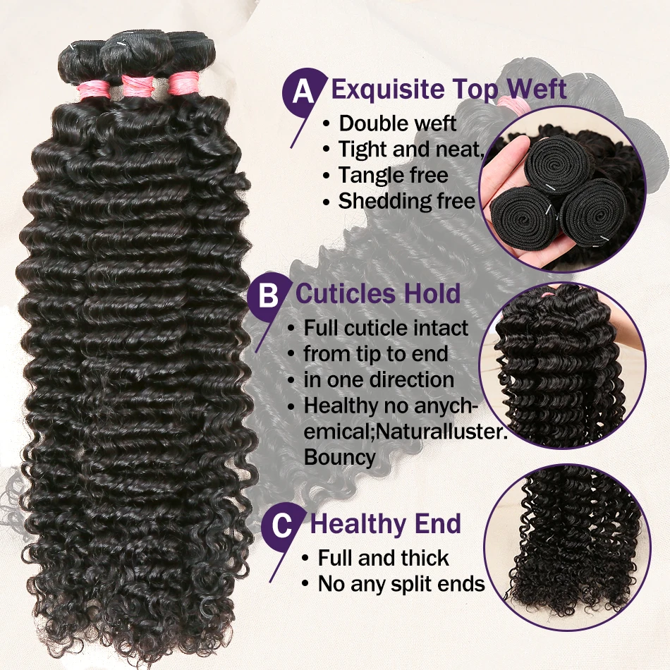 Wigirl Deep Wave Bundles 100% Human Hair Bundles 2 3 4 Pcs Brazilian Remy Human Hair Raw Hair For Black Women