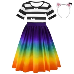 Children's Gabby Dress Girl's Black And White Striped Dress