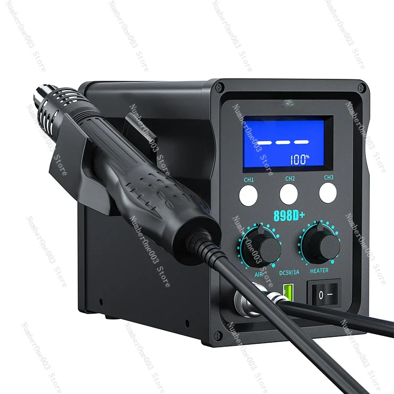 High-Temperature Electric Soldering Iron 898D Hot Air Gun 2-in-1 Desoldering Station for Chip Soldering