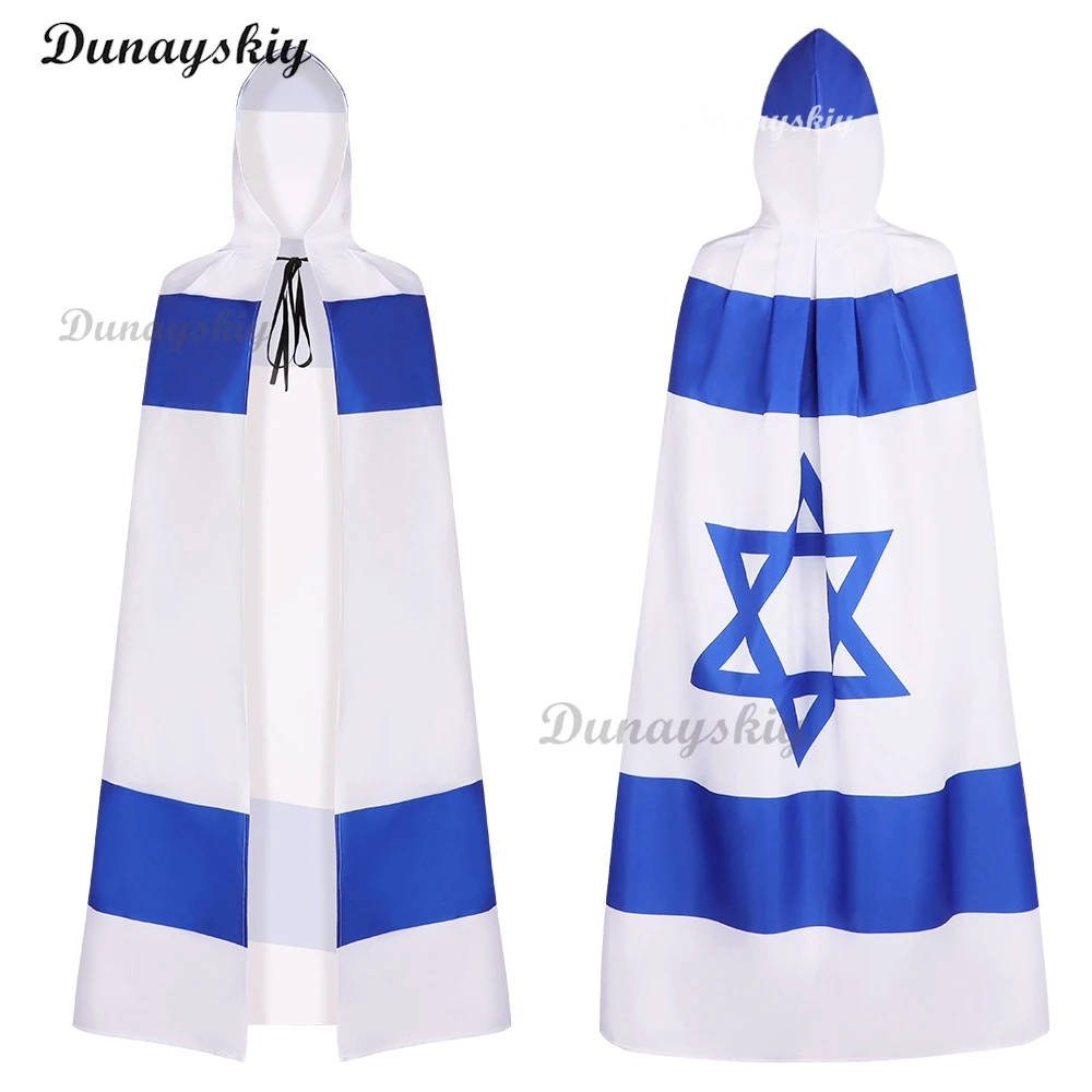 الأزرق اليهودي ثلاثية الأبعاد مقنعين تأثيري عباءة القرون الوسطى زي الساحرة ويكا مصاص دماء قزم بوريم كرنفال حفلة للجنسين موضة هالوين الرأس