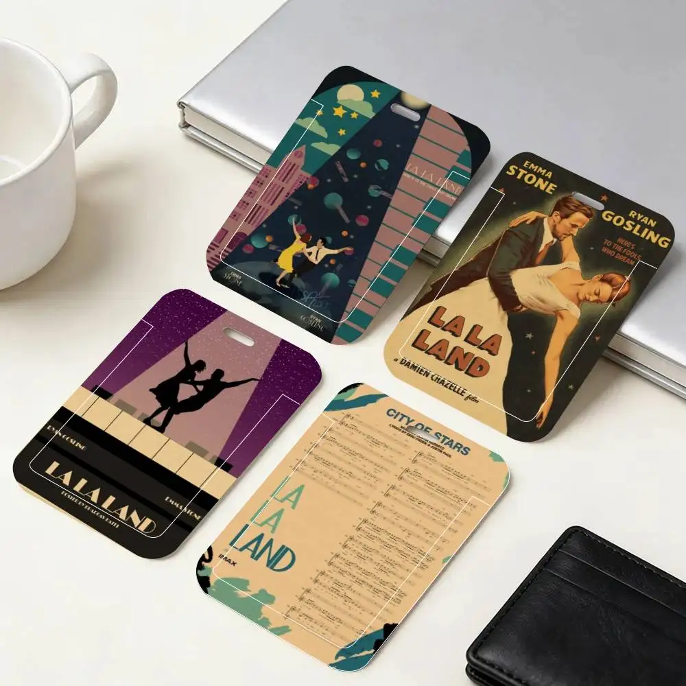 

Ретро-держатель для ID-карт в стиле фильма «Ла-Ла Ленд» с ремешком на шею, подвеской, держателем для бейджей, шнурком и брелоком для ключей, для рабочих пропусков