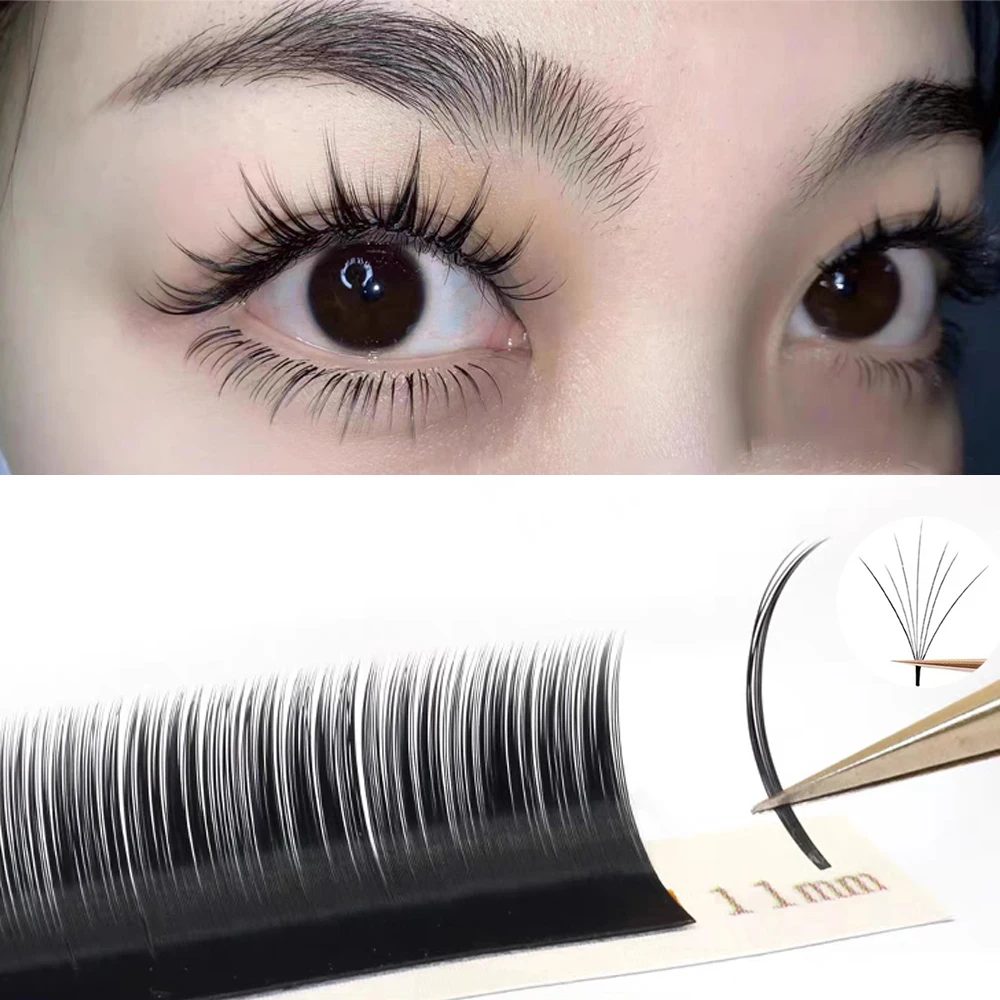 Domi 5D-Stil, farbige Wimpernverlängerung, einfache Fächerwimpern, Rot, Lila, Make-up, falsche Wimpern, gemischt, 8–15 mm, flauschige russische Volumenfächer – Detail 13