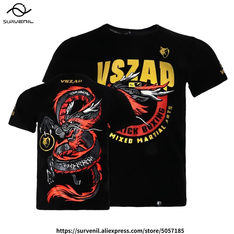 Boxing MMA Tee Shirts Muay Thai Martial Arts Jiu Jitsu BJJ Training Shirt Vszap Kickboxing Wrestling Grappling Combat Sports Top