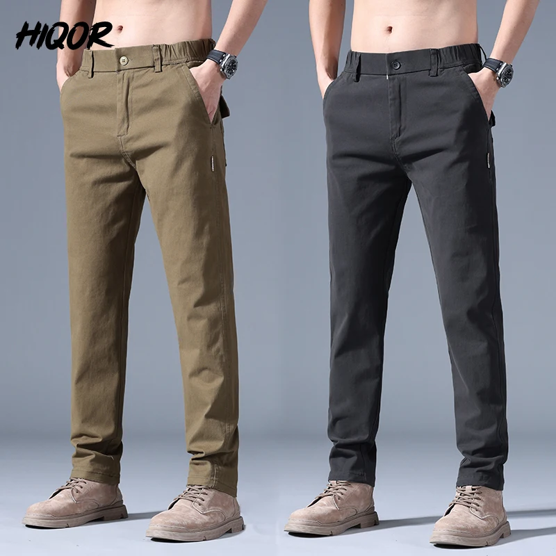 

HIQOR Spring Summer Straight Trousers For Men Brand Ropa Hombre New In Business Pantalones Casual Pants Male Cotton Man Pant 38