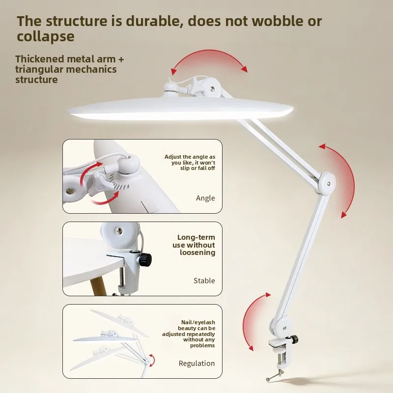 Nail Art Desk Lamp LED Desktop Clip Shark Lamp Folding Tattoo Embroidery Eyelash Lamp Beauty Work Filling Light