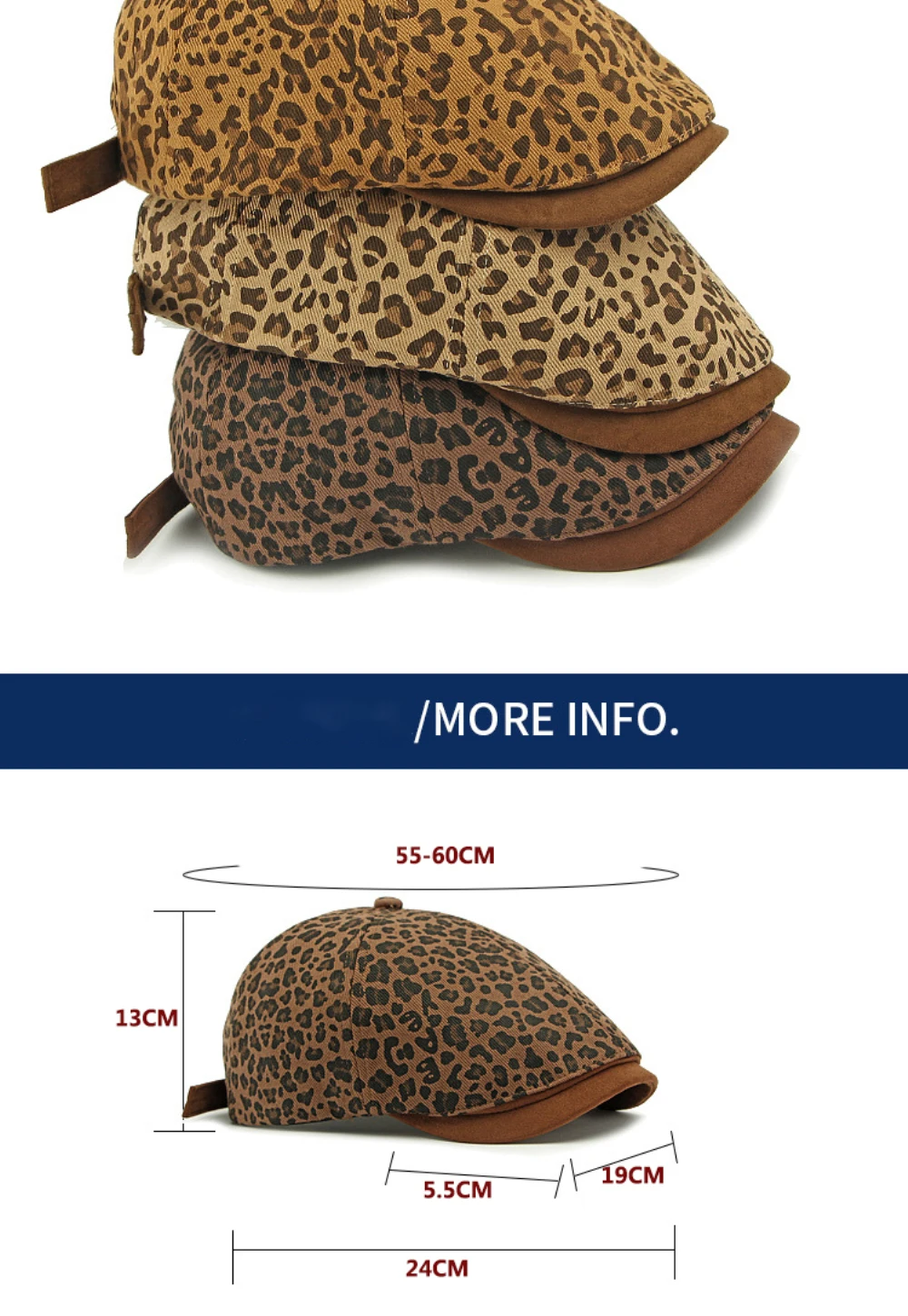 HT4791 Berets Frühling Herbst Hut Männer Frauen Leopard Achteckige Flache Kappe Künstler Maler Baskenmütze Hut Männlich Weiblich Einstellbare Baskenmütze Kappe – Detail 3