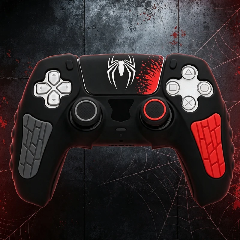 Controller Skin Shell for PS5 Controller Silicone Cover Case with 2 Rubber Thumb Grip Gaps Touch Pad Sticker For PS5 Fit In Dock view 6