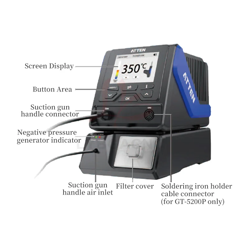 GT-5200P Dual Channel Automatic Intelligent Solder Suction Station with Welding Repair System Software Isolation Tools Included