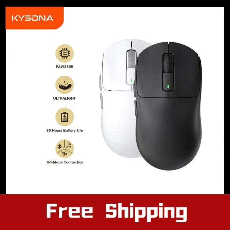 

Kysona M600 Tri-mode Wireless Bluetooth 1K Gaming Mouse Low Latency Macro Defines Wired Mouse Accessories PAW3395 26000DPI