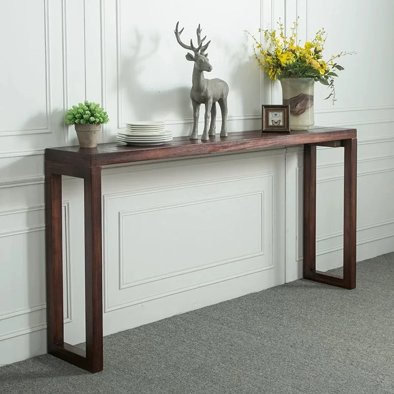 

Solid wood side table against the wall Simple modern design Entrance Sofa back shelf Storage rack