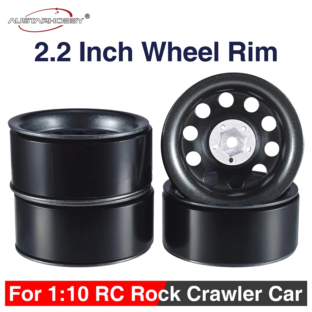 New Arrival AUSTAR 4PCS 2.2 Inch Metal Wheel Rim Beadlock Wheel Hub for 1:10 Axial SCX10 Traxxas TRX-4 RC Rock Crawler RC Car