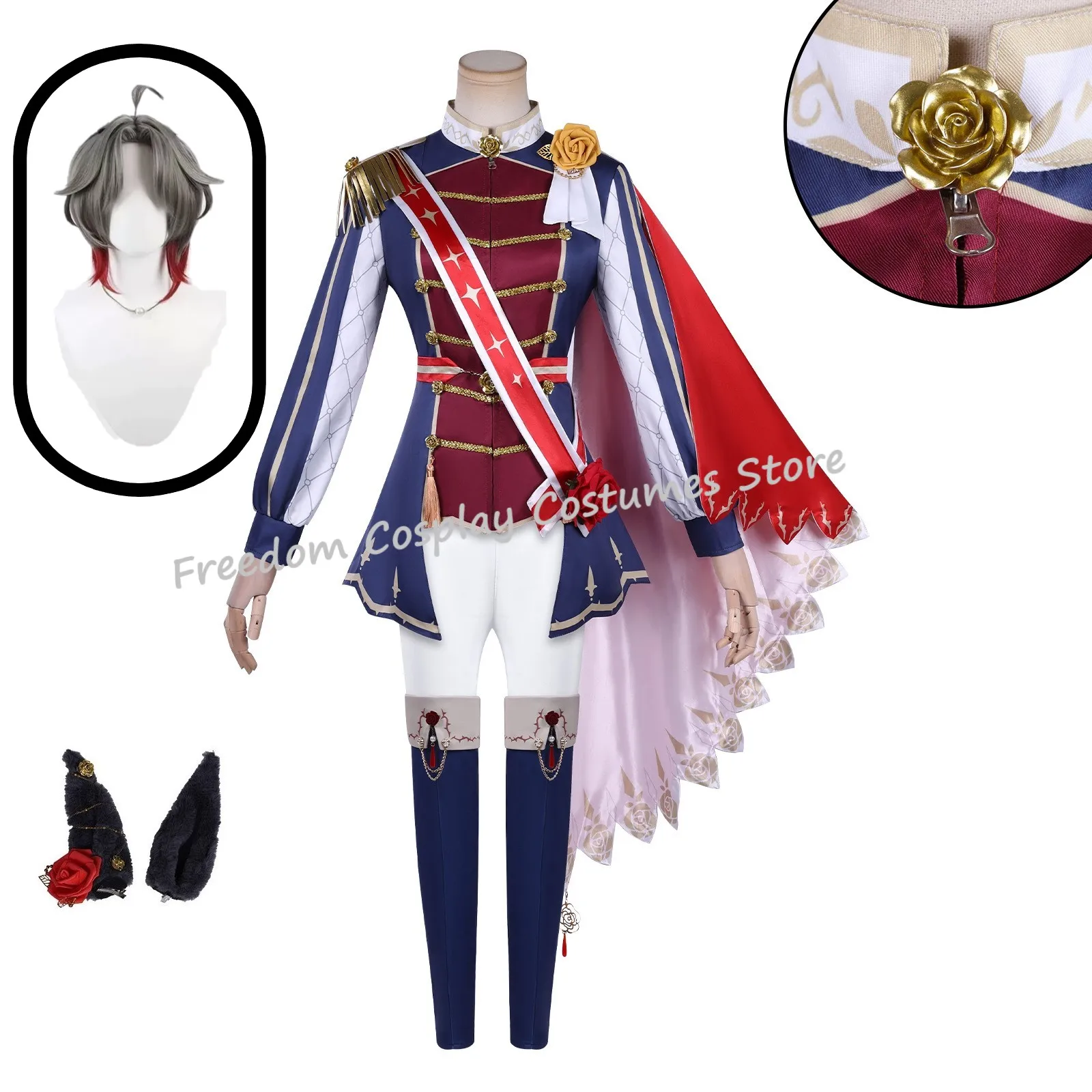 Costume de cosplay Anime Uma Musume Pretty Derby Rose Kingdom, perruque Rose Kingdom, cape, ensemble complet, costume d'Halloween pour femmes