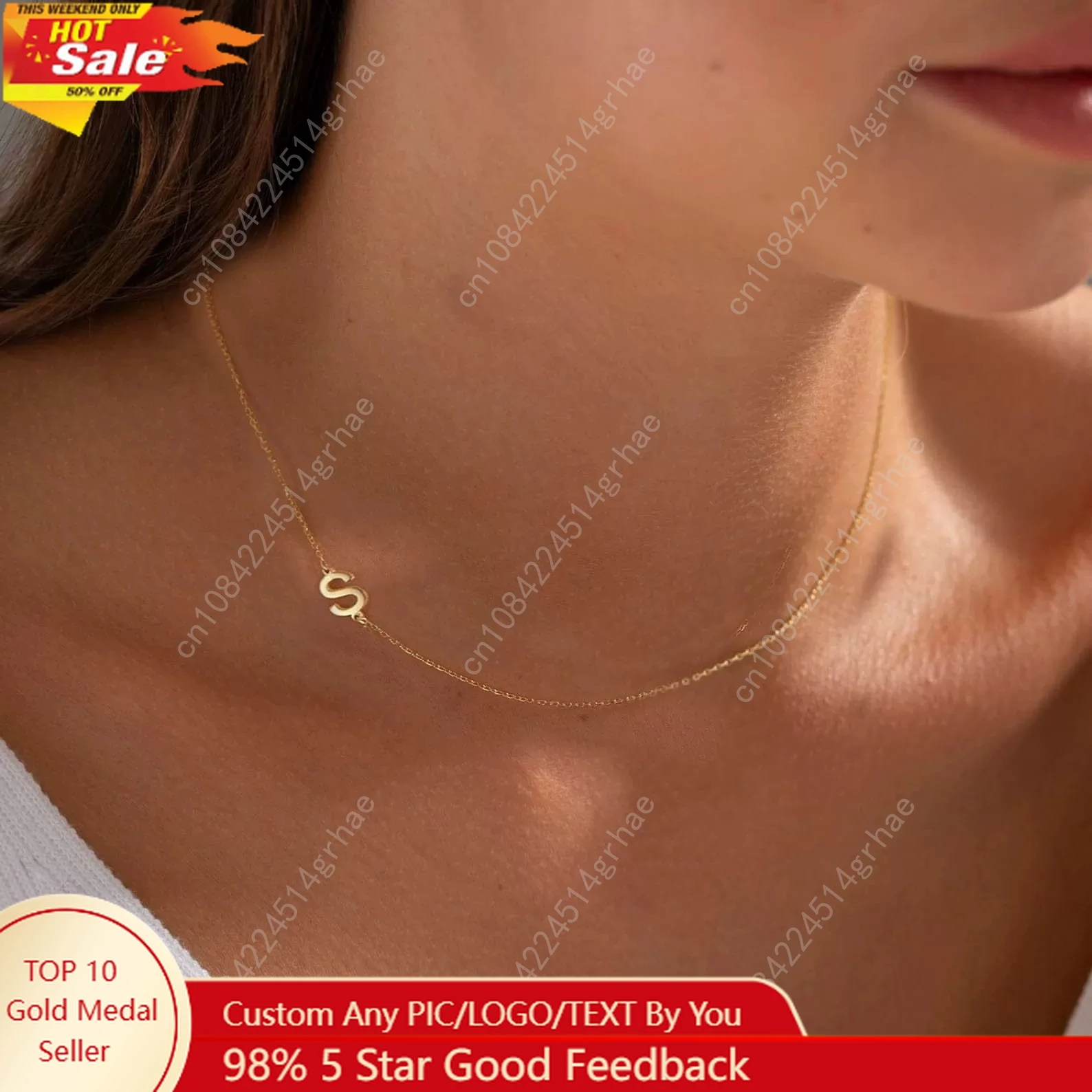 

Sideways English Letter Initial Necklace 18K Gold Plated Stainless Steel Necklace Minimalist Initial Pendant Necklace for Women