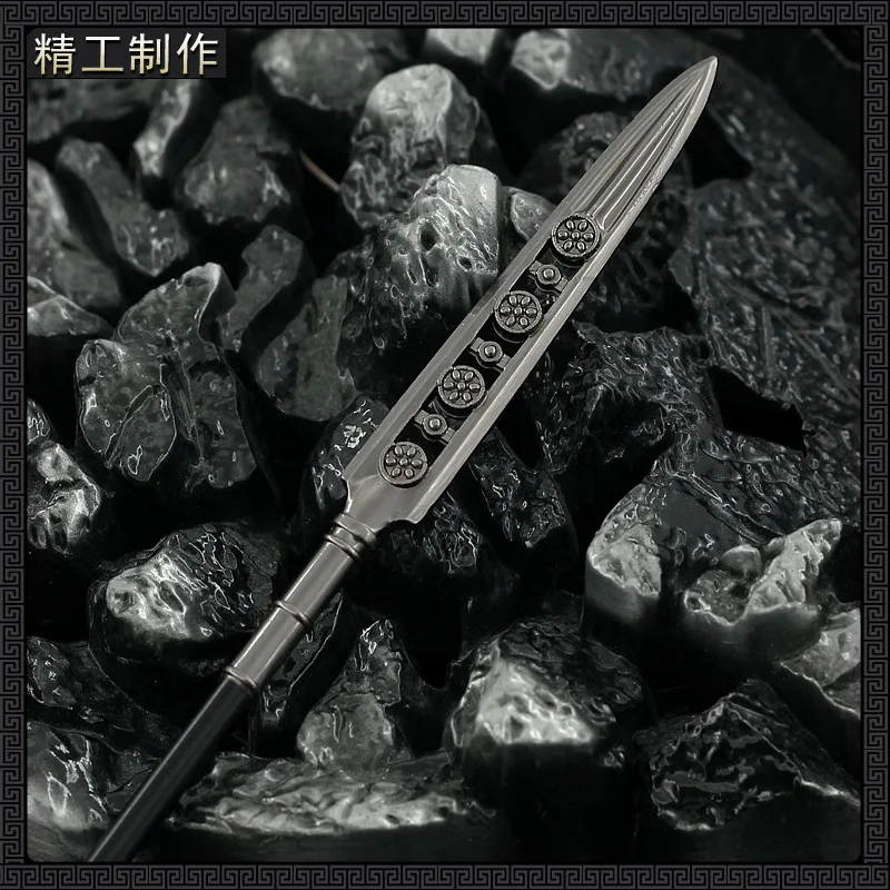 22cm Spear Lance Ancient Chinese Metal Cold Weapon Model Doll Toys Equipment Accessories Home Decoration Handicraft Collection