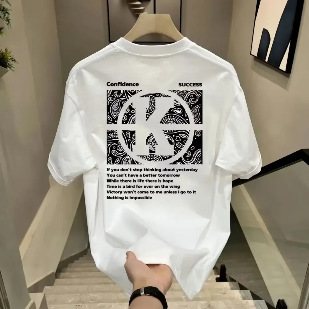 

2025 New Summer Men's and Women's Casual Trendy Printed Pattern Pure Cotton Round-neck T-shirt Casual Short-sleeved Streetwear