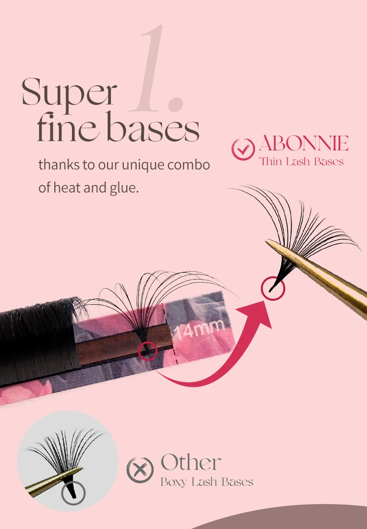 Abonnie Dark Matte Cashmere Easy Fan Like Butter Wimpernverlängerung Zubehör Blooming Eyelash Extension Easy Fan Personalisierbar – Detail 4