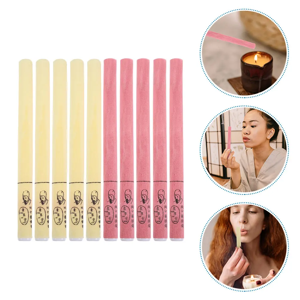 

10pcs Moxa Stick Mild Moxibustion Roll Bar Belly Navel Moxibustion Sticks Device Smokeless Roll Mugwort Massage Tool