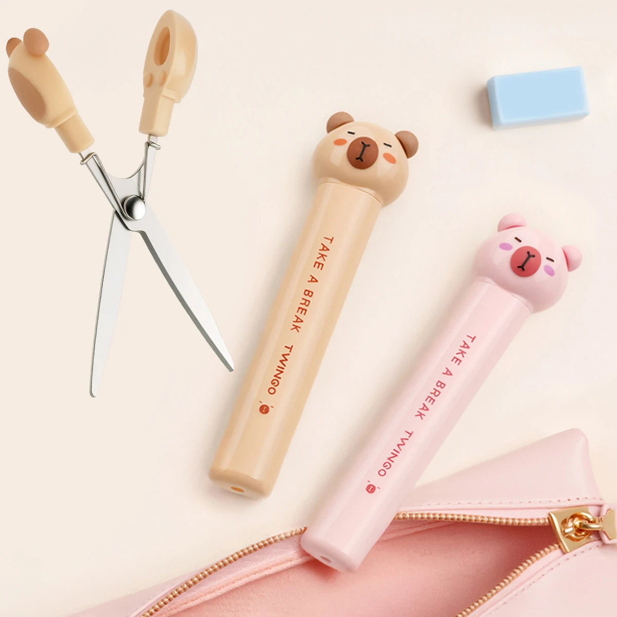 Cute Mini Portable Scissors and Paper Cutter, Cartoon Dolphin Animal-Shaped Craft Cutting Art Tool, Gift, Home Essential