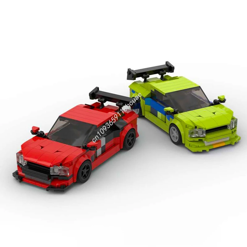 

570pcs MOC Two Mitsy Lancer Evos 8 Stud City Champion Supercar Building Blocks Christmas Gift Stress-Relief Collector