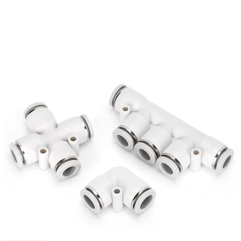 Pneumatic Fitting  High strength plastics Pipe Connectors White Fittings BSP Thread Tube Connector PU PE PV PM 6mm 8mm Adapter