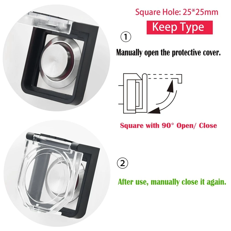 Power Push Button Switch Cover, Impermeável e Colisão Resistente, Protetor de Segurança Dustproof para 25mm Montagem Buraco