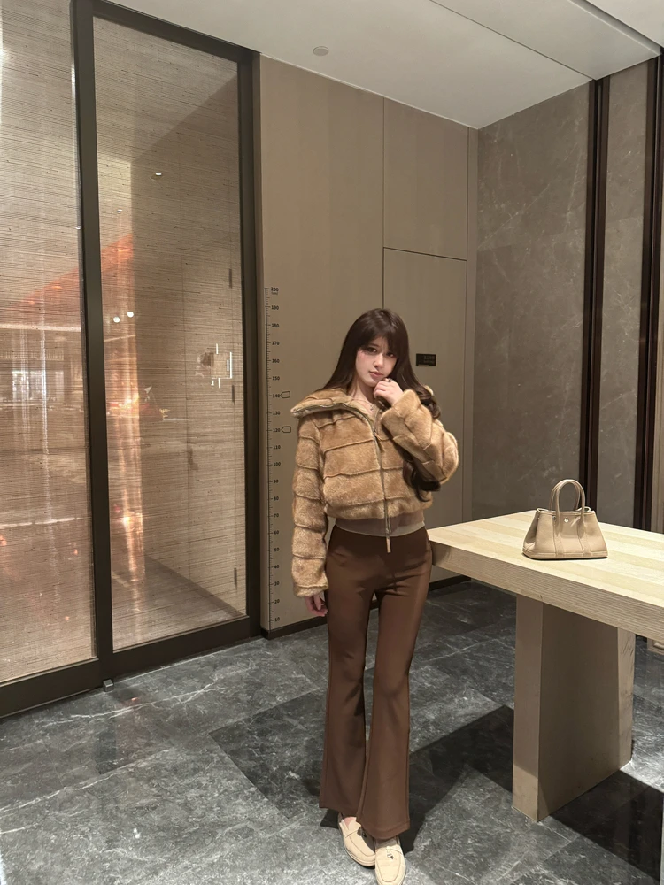 

High Waist Fce Lined Casual Pants Women's 2026 New Sle Trendy Long Pants Slimming Effect Beautiful Autumn Winter