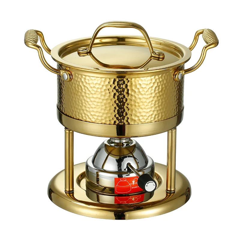 Inflatable hot pot stainless steel one-person one-pot commercial hot pot gas one-person pot gas stove with adjustable firepower.