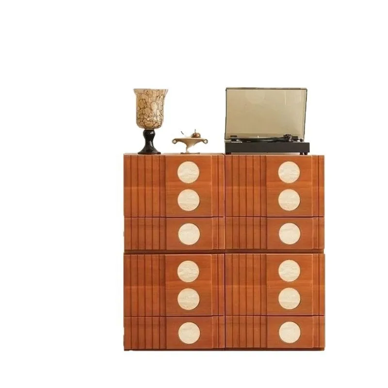 Medieval Module Combination Cabinet Bookcase Side Cabinet Retro Solid Wood Pine Card Combination TV Cabinet