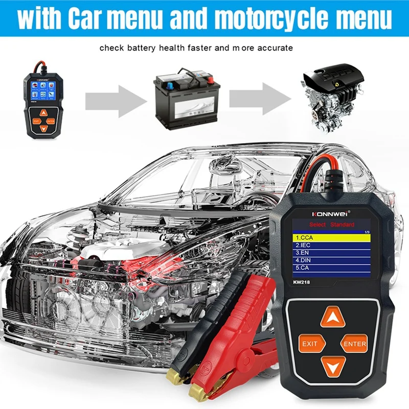 KONNWEI KW218 Car Battery Tester 6V 12V Car Motorcycle Truck System Analyzer 2000CCA Charging Cranking Test Tool PK KW650