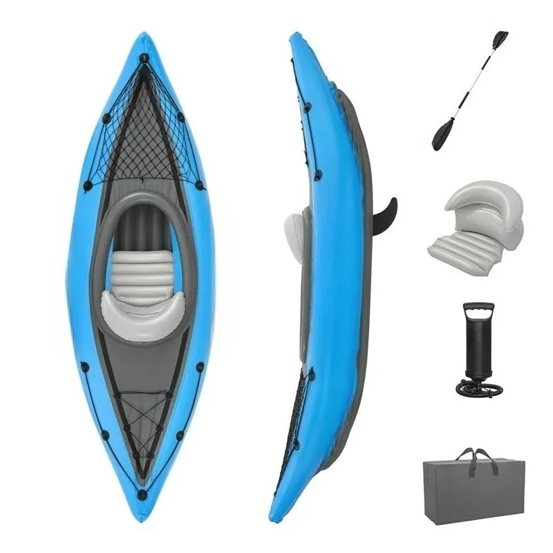 Thickened Pvc Inflatable Kayak, Multi Purpose Design, Can Be Used As Single Or Double Person Boat For Outdoor Fishing