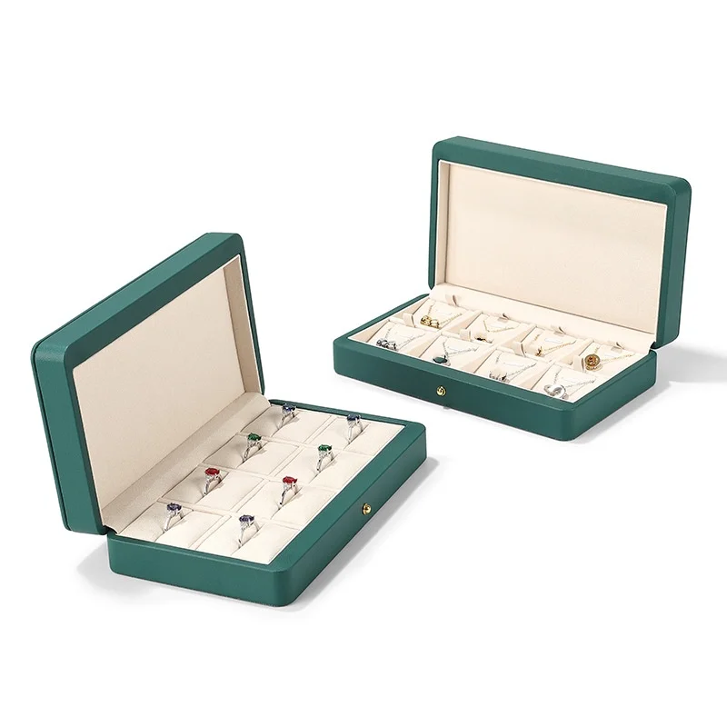 صندوق تخزين المجوهرات الجلدية متعدد الألوان، صندوق عرض الحلقة، صندوق تخزين القلائد الجلدية الراقية، صندوق مجوهرات مصنوع يدويًا #4