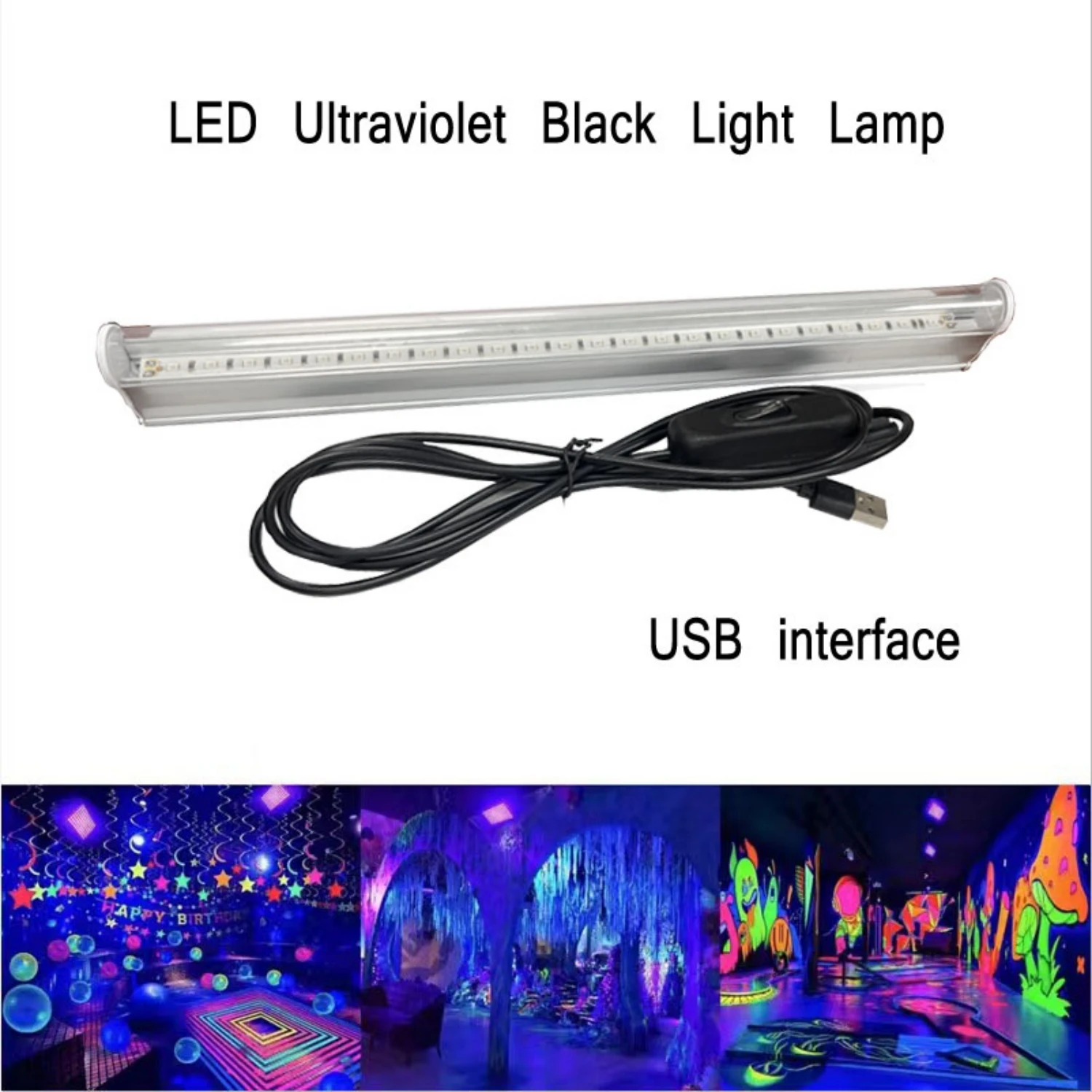 

Nice LED Ultraviolet Fluorescent Lamp Christmas Halloween Party Atmosphere Lamp USB Black Light