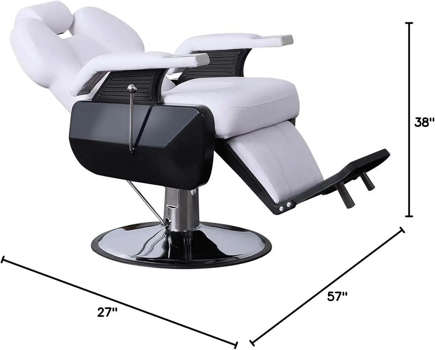 BarberPub Heavy Duty Reclining Barber Chair All Purpose Hydraulic Salon Chair for Barbershop Stylist Tattoo Chair 2687 (White)