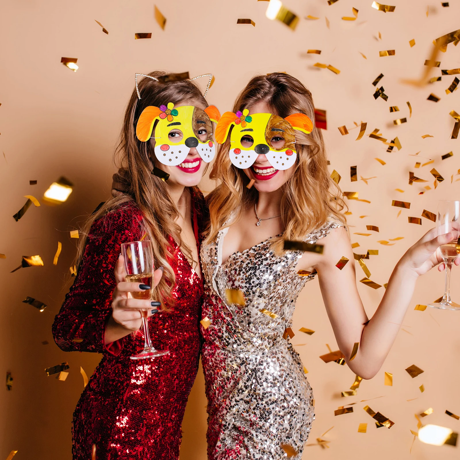 10Pcs DIY Blank Paper Dog Mask Creative Graffiti Painting Kit Kids Pretend Play Drawing Practice DIY Paper Blank Mask