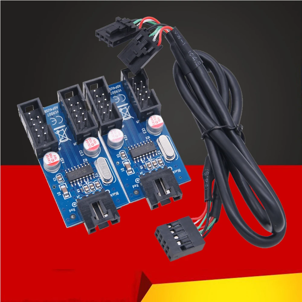 9-poliger USB-Header-Kabel teiler Stecker 1 bis 2,0 Buchse Verlängerung kabel Desktop 9-poliger USB-Hub USB 3. 0 9-poliger Stecker Adapter Konverter