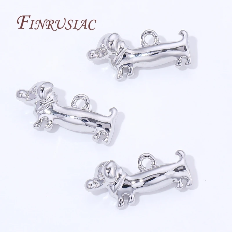 2/4/6Pcs 18K Gold Plated Brass Dog Charm For Jewelry Making DIY Animals Necklaces Bracelets Making Accessories