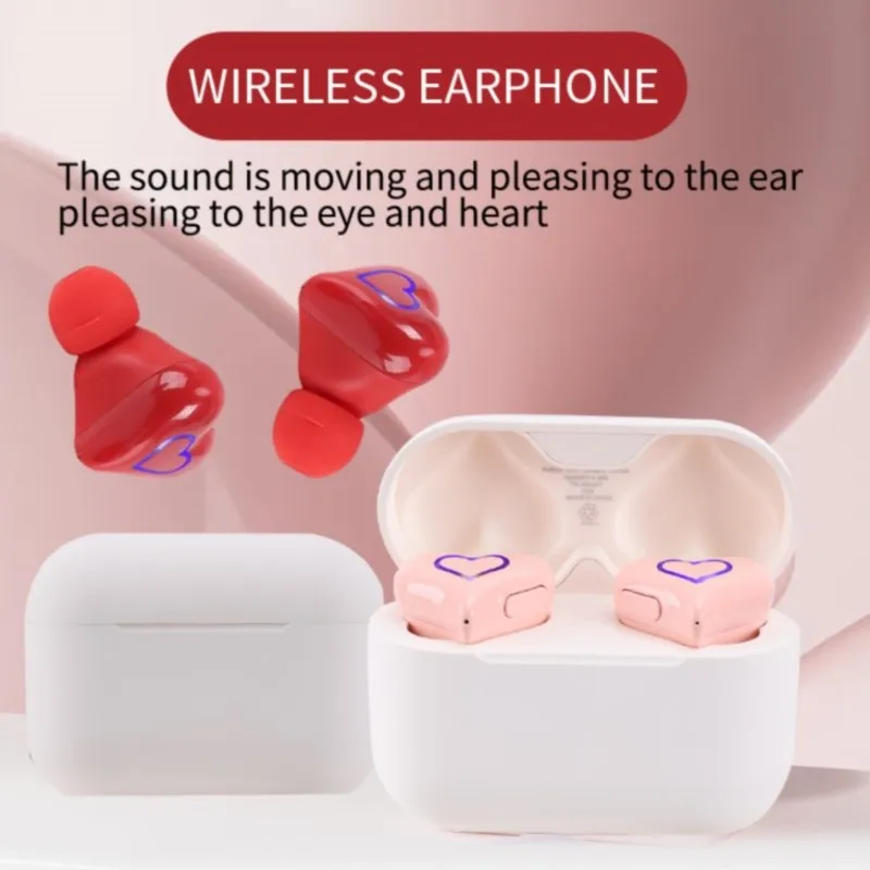 New Wireless Bluetooth Headphones Heart Shaped Earphones Woman Earphone High Quality Heart Earbuds Girl Gift