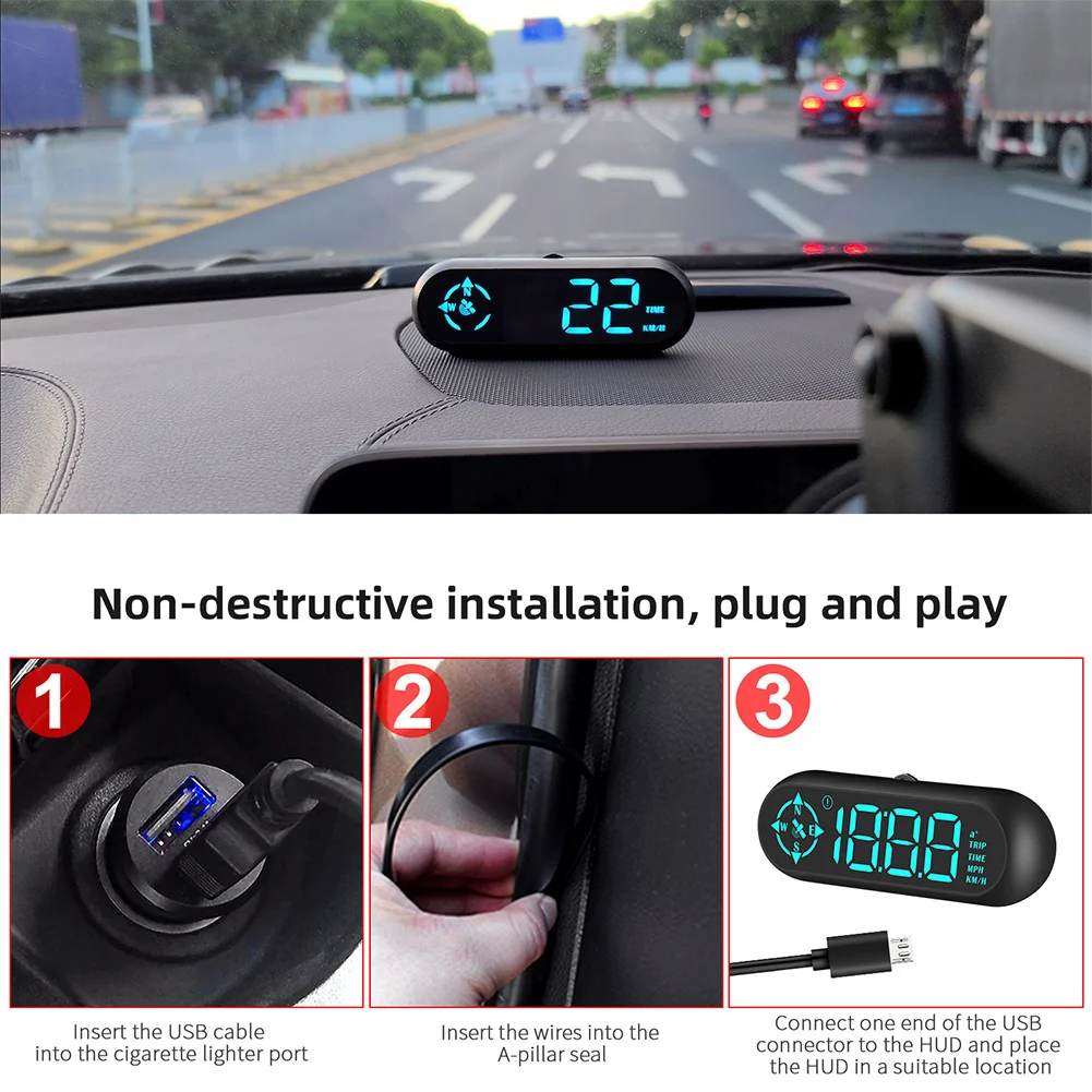 Velocímetro GPS G9 para todos los coches, pantalla HUD Head-Up, ordenador a bordo, alarma de velocidad