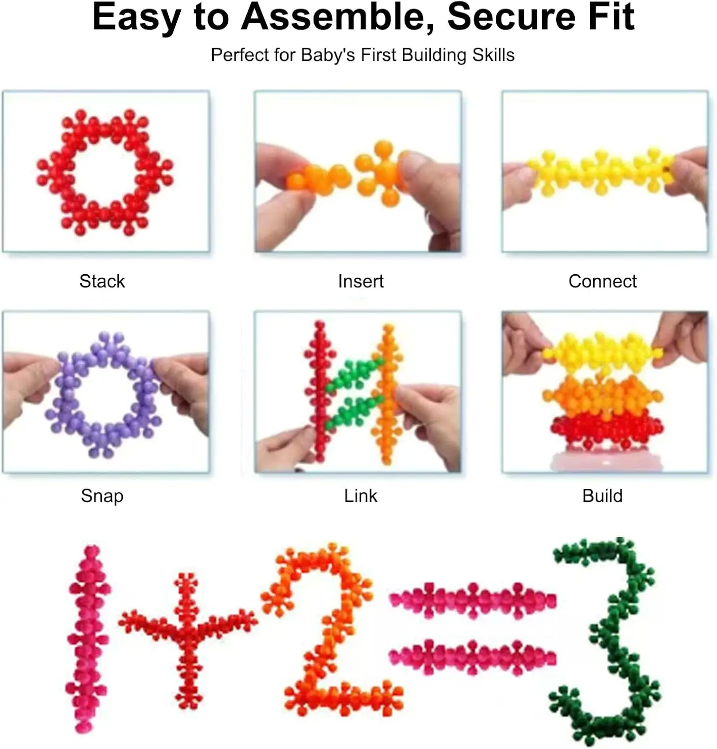 Blocs de construction pour enfants, jouets STEM, jouets de construction éducatifs, ensembles de disques, blocs de construction en plastique solide imbriqués pour enfants d'âge préscolaire