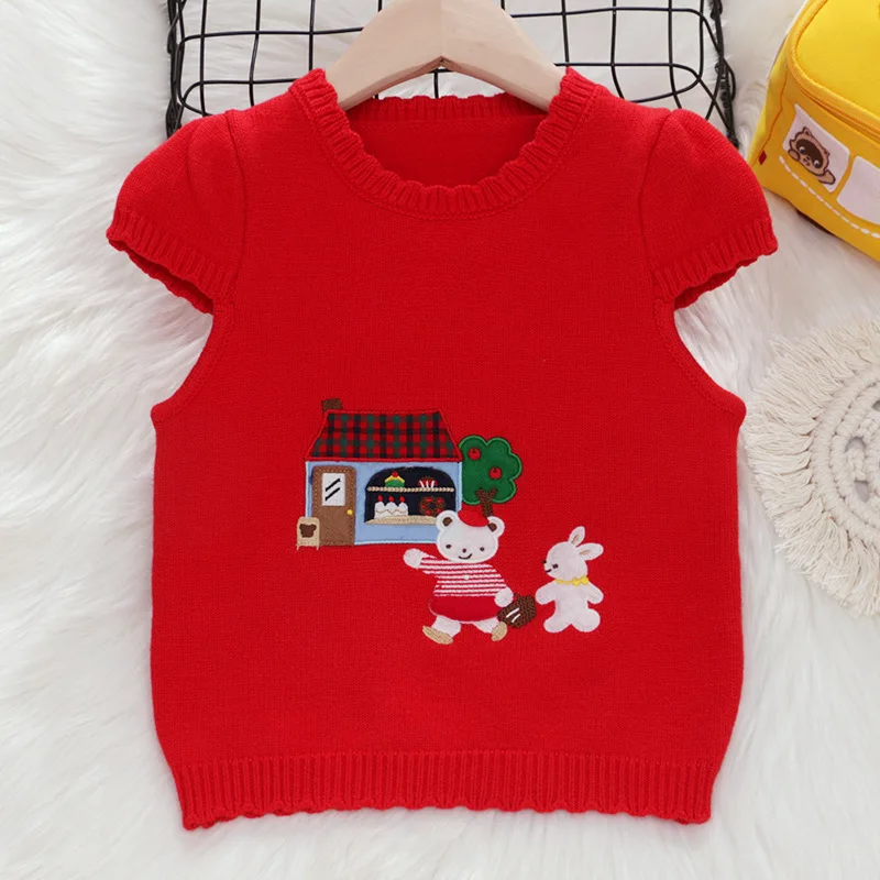Children\'s Knitted Sweater Vest Boy Cartoon Sweaters Boys Knitwear Baby Girl Clothes Vests Kids Clothes Girls Knitwears Roupa