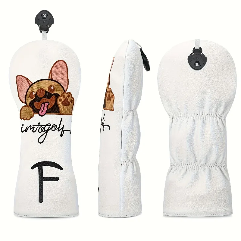 قطعة واحدة من غطاء رأس الجولف - تصميم نمط جرو لطيف مع حروف "Integol"، غطاء نادي الجولف المتين، حماية رأس الكرة ﻿