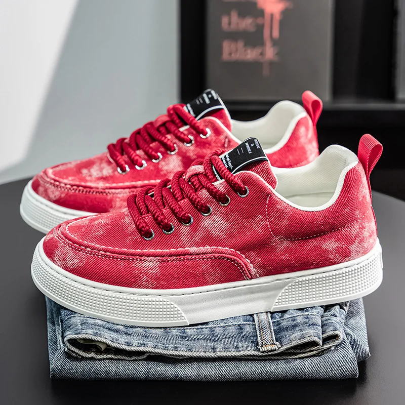 

Hot Sale Red Skateboard Shoes Men Canvas Sneakers Comfortable Men's Skate Shoes Breathable Casual Sports Shoes For Man Trainers