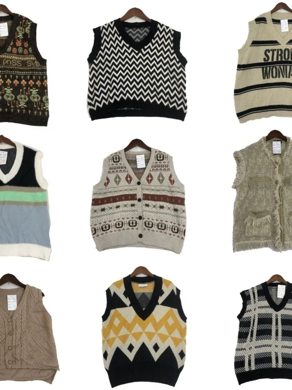 

Винтажный шерстяной жилет в стиле Soft Cute Forest System, осенне-зимний, модный, ретро-принт, круглый вырез, теплый термотоп