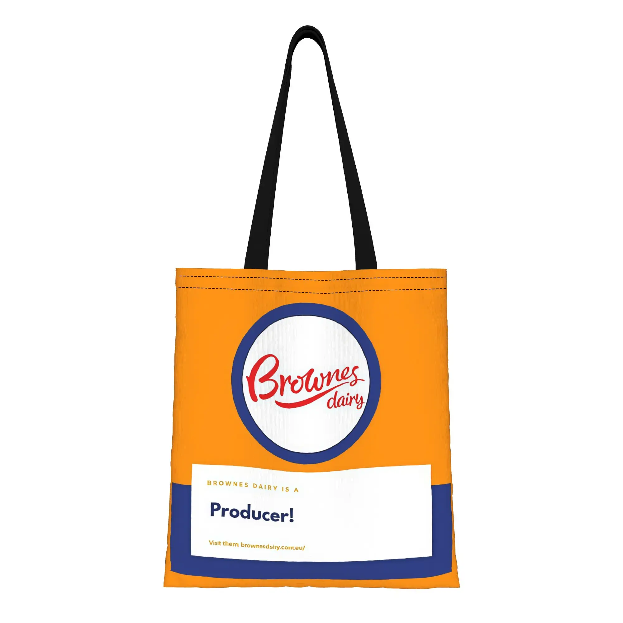 

BBrownes BBrownes Dairy Producer Orange Blue Canvas Tote Bag Perfect for Shopping Travel Outdoor Heavy Duty Shoulder Handbag