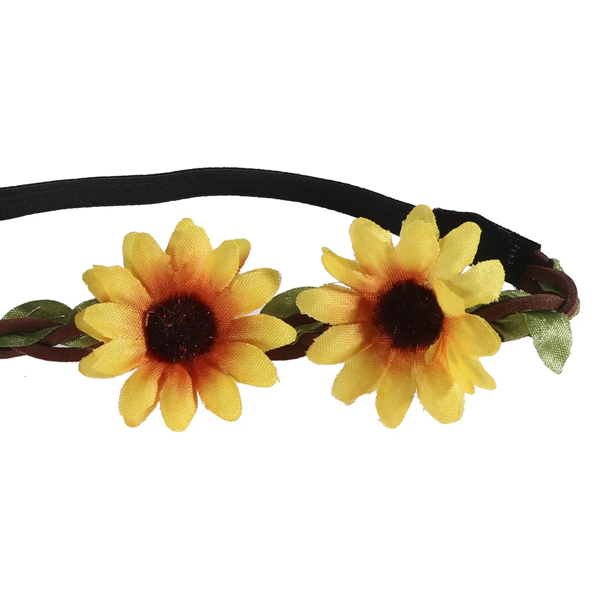 

Гавайская повязка для волос с подсолнухами ручной работы, реалистичная цветочная повязка на голову для вечеринки Луау, костюма для чирлидинга в тропическом пляжном стиле