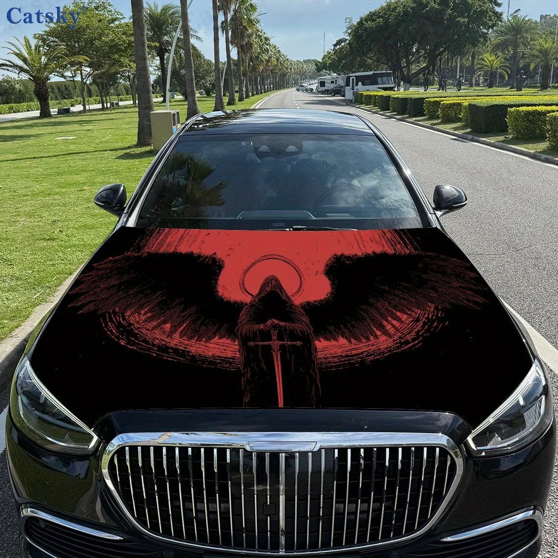 

Eye catching Black Robe Death Reaper Car Hood Vinyl Wraps Sticker, Auto Decal, Waterproof Self-adhesive Vehicle Decal, Anti-scra