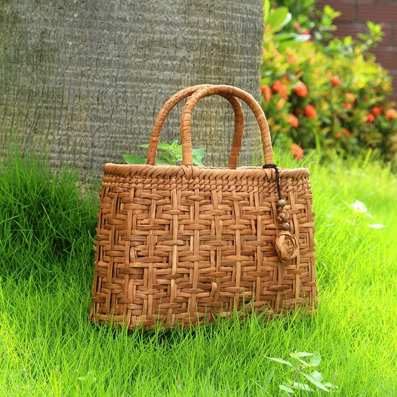 Luxury Hand Weaving Grapevine Handbag Designer Fashion Women\'s Handbags Summer Large Capacity Beach Bags Female Rattan Tote Bag