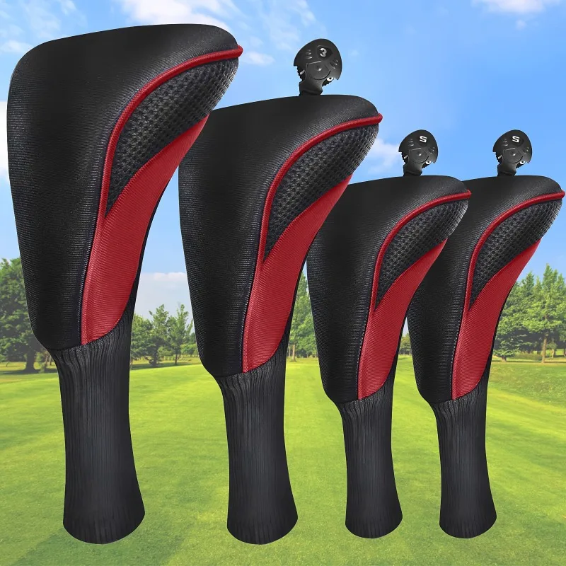 4-Piece Premium Golf Club Head Cover Set-Includes 1 Driver, 1 Fairway Wood & 2 Hybrids Universal Fit For Men & Women