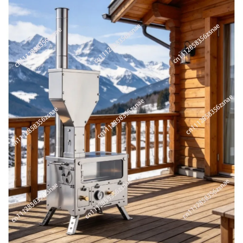 Portable Outdoor Fire Wood Heater Pellet Stove Stainless Steel Firewood Stove Cooking Furnace Camping Gear